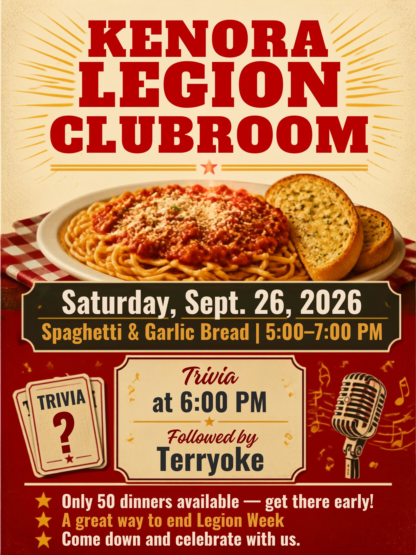 legion week spaghetti night flyer
